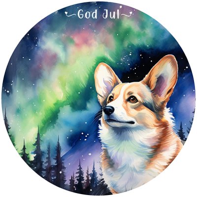 Welsh corgi pembroke juletiketter runda olika storlekar/antal 3