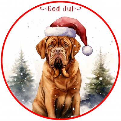 Dogue de bordeaux juletiketter runda olika storlekar/antal