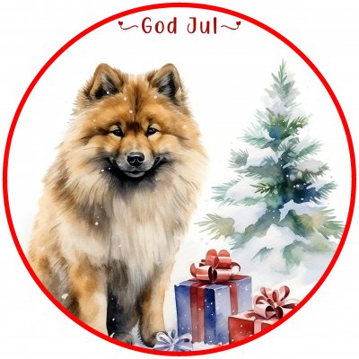 Eurasier juletiketter runda olika storlekar/antal
