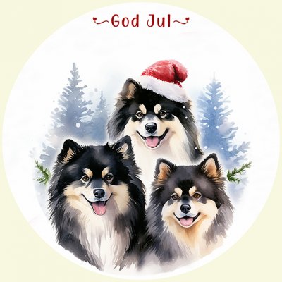 Finsk lapphund juletiketter runda olika storlekar/antal