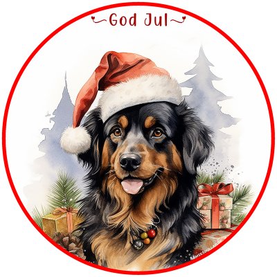 Hovawart juletiketter runda olika storlekar/antal
