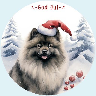 Keeshond juletiketter runda olika storlekar/antal