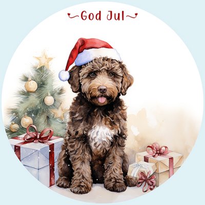 Lagotto romagnolo juletiketter runda olika storlekar/antal