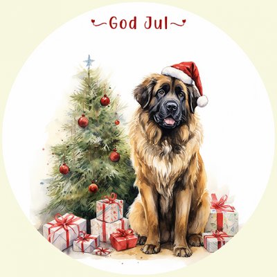 Leonberger juletiketter runda olika storlekar/antal