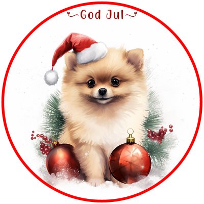 Pomeranian juletiketter runda olika storlekar/antal