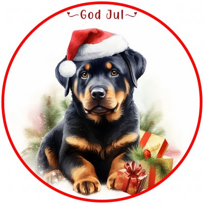 Rottweiler juletiketter runda olika storlekar/antal