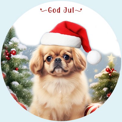 Tibetansk spaniel juletiketter runda olika storlekar/antal