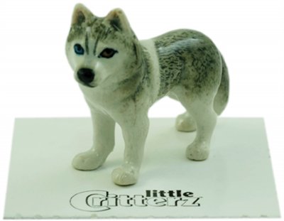 Siberian husky miniatyr porslinsfigur Silver