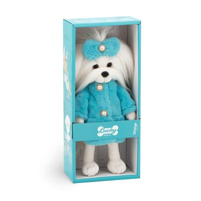 Lucky Mimi Mint Fur Coat docka med ram inuti - malteser