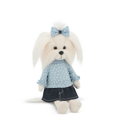 Lucky Mimi Denim Summer docka med ram inuti - malteser