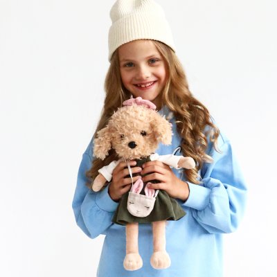 Lucky Fendi Paris Travel docka med ram inuti - maltipoo