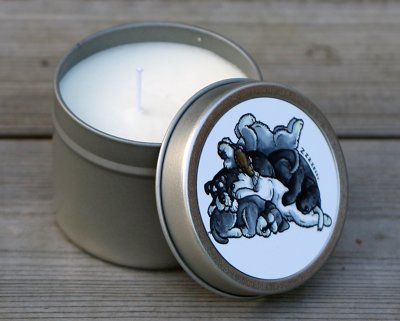 Större doftljus med hundmotiv