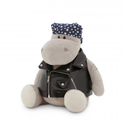 Flodhäst mjukisdjur 30 cm Po the Hippo Biker Orange Toys