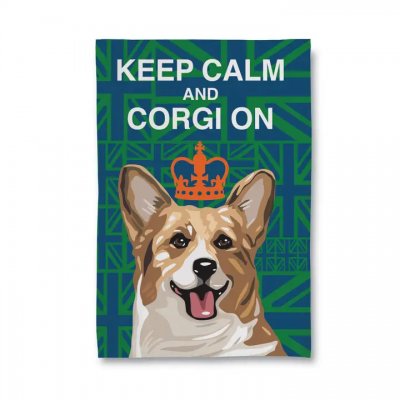 Welsh corgi pembroke kökshandduk Keep Calm and Corgi on