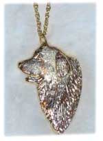 Pyrenéerhund hänge guldöverdrag (huvud)