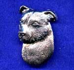 Staffordshire bullterrier brosch silver eller guldfinish (huvud)