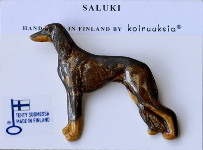Saluki brosch handmålad från Finland