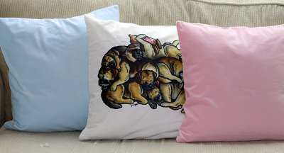 Kuddfodral sammet med vit, rosa eller blå baksida