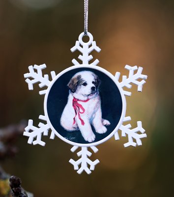 Julpynt snöflinga med hundmotiv