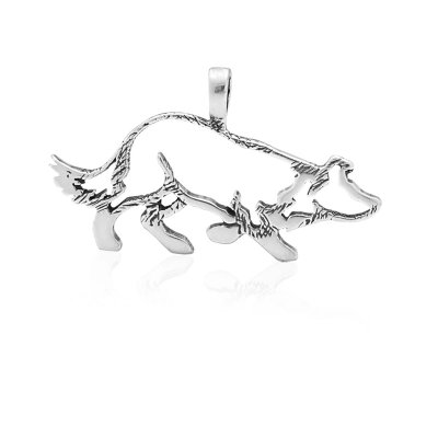 Border collie hängsmycke av silver helfigur större 3