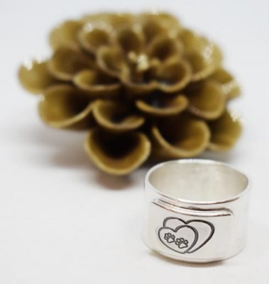 Tassar i hjärta silverring ALTI