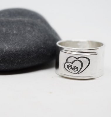 Tassar i hjärta silverring ALTI