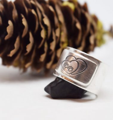 Tassar i hjärta silverring ALTI