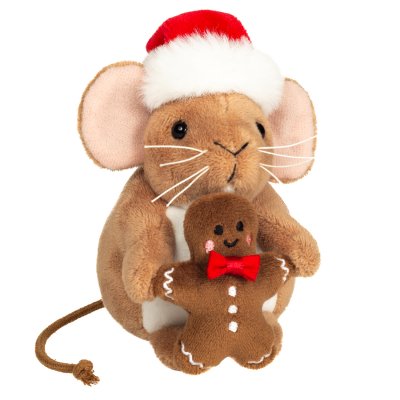 Mus mjukisdjur Julmus med pepparkaksgubbe 11 cm Teddy Hermann