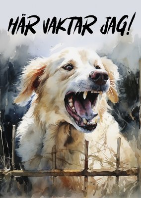 Golden retriever varningsskylt 1