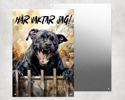 Staffordshire bullterrier varningsskylt 1