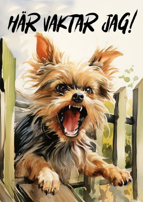 Yorkshireterrier varningsskylt 2