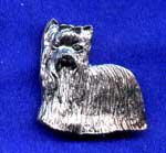 Yorkshireterrier brosch silver eller guldfinish